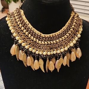 Elegant Gold and Brown Statement Necklace --- SOLD
